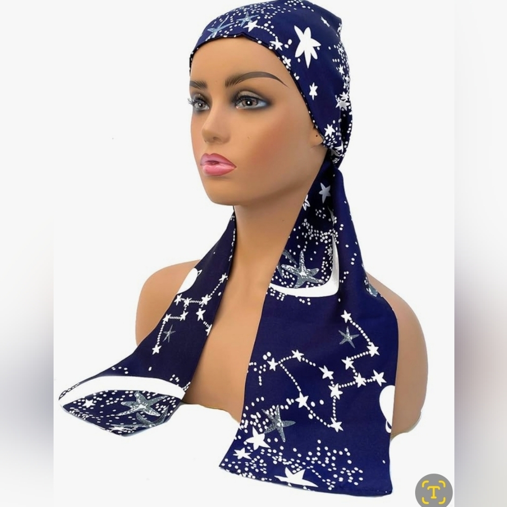 New! Uptoup Edge scarf wig headband silky blue stars galaxy